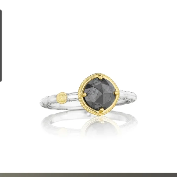 TACORI Sterling Silver and 18kt Gold Simply Gem Ring Hematite Gemstone Size 7 - Picture 1 of 3